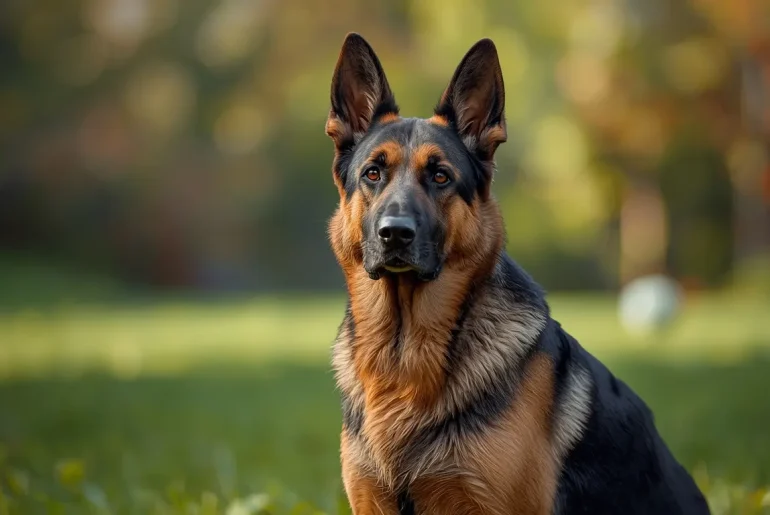 German Shepherd sitting outdoors showing temperament, intelligence, and training readiness