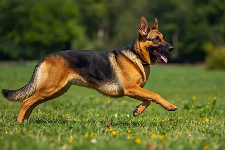 athletic adult German Shepherd standing showing proper hip structure