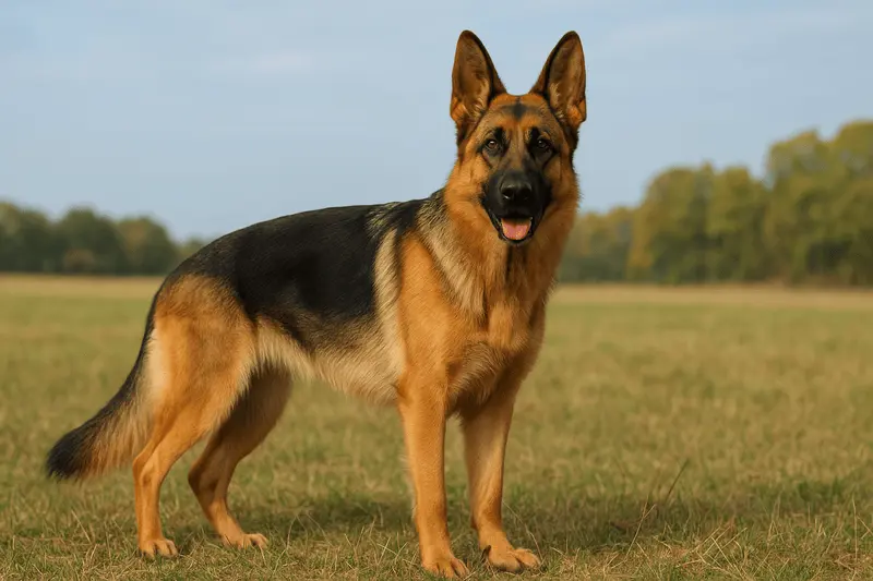 Classic black and tan German Shepherd with saddle pattern coat