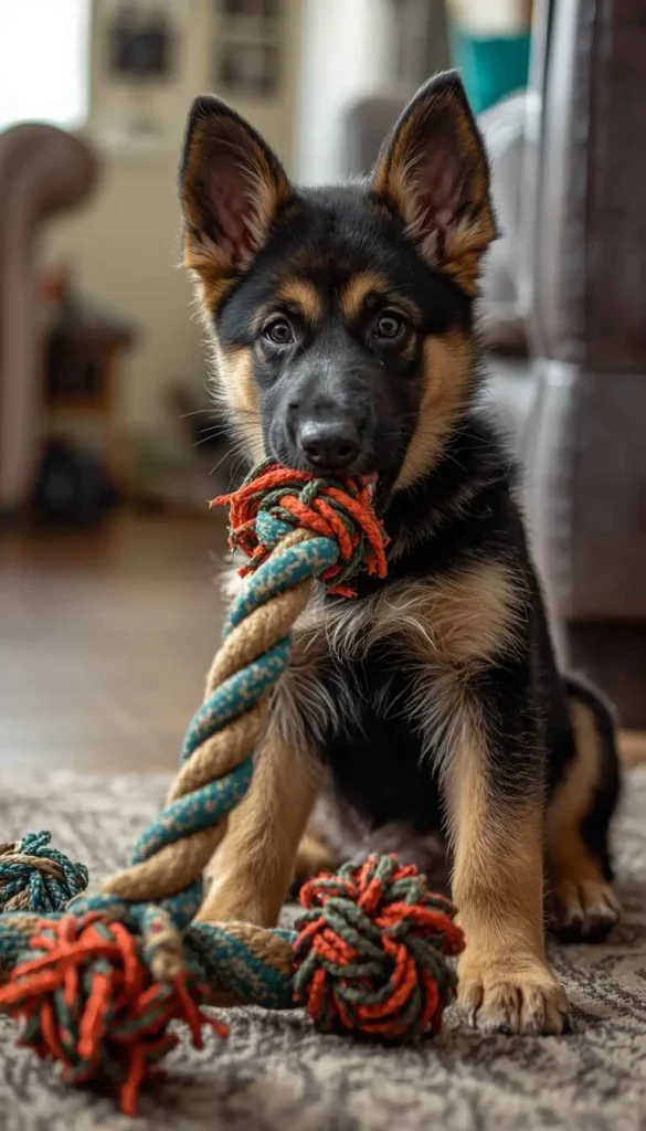 3-month-old_German_Shepherd_puppy_playfully_biting_oversized_rope